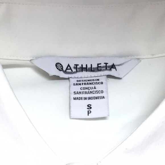 Athleta Shirt Womens S White Relaxed Long Sleeve Button Up Oversized Poplin Top - Picture 8 of 9